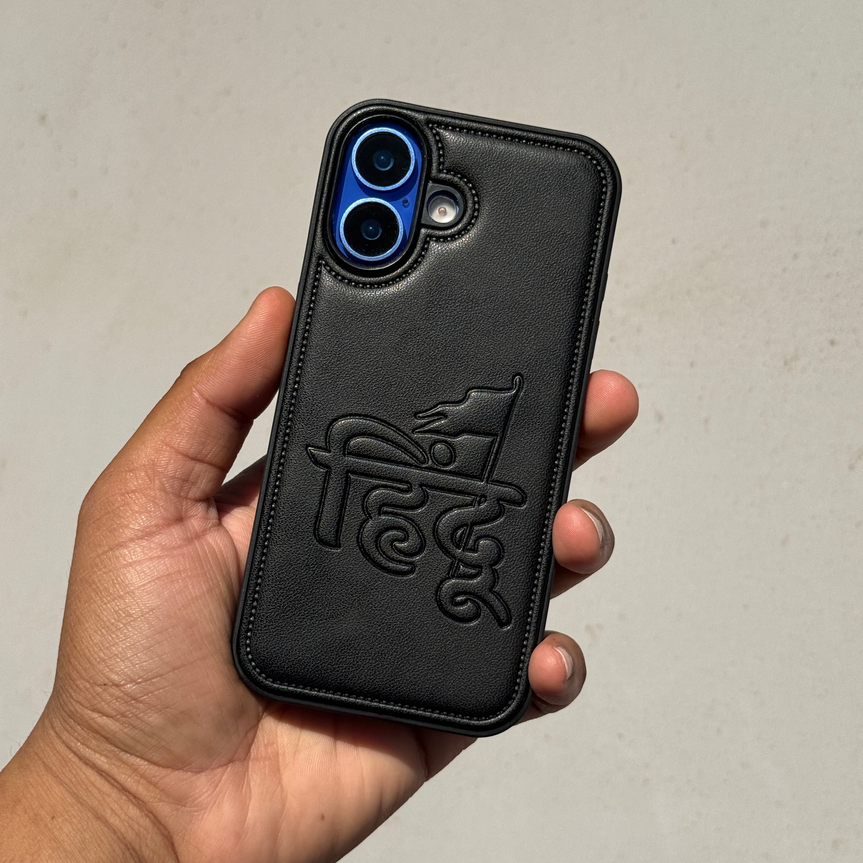 Hindu Heritage Embroidery Vegan Leather Case (Black) - iPhone